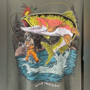 NEW Dead Threads End Of The Rainbow Tshirt Skeleton Fishing Trout Size 2XL